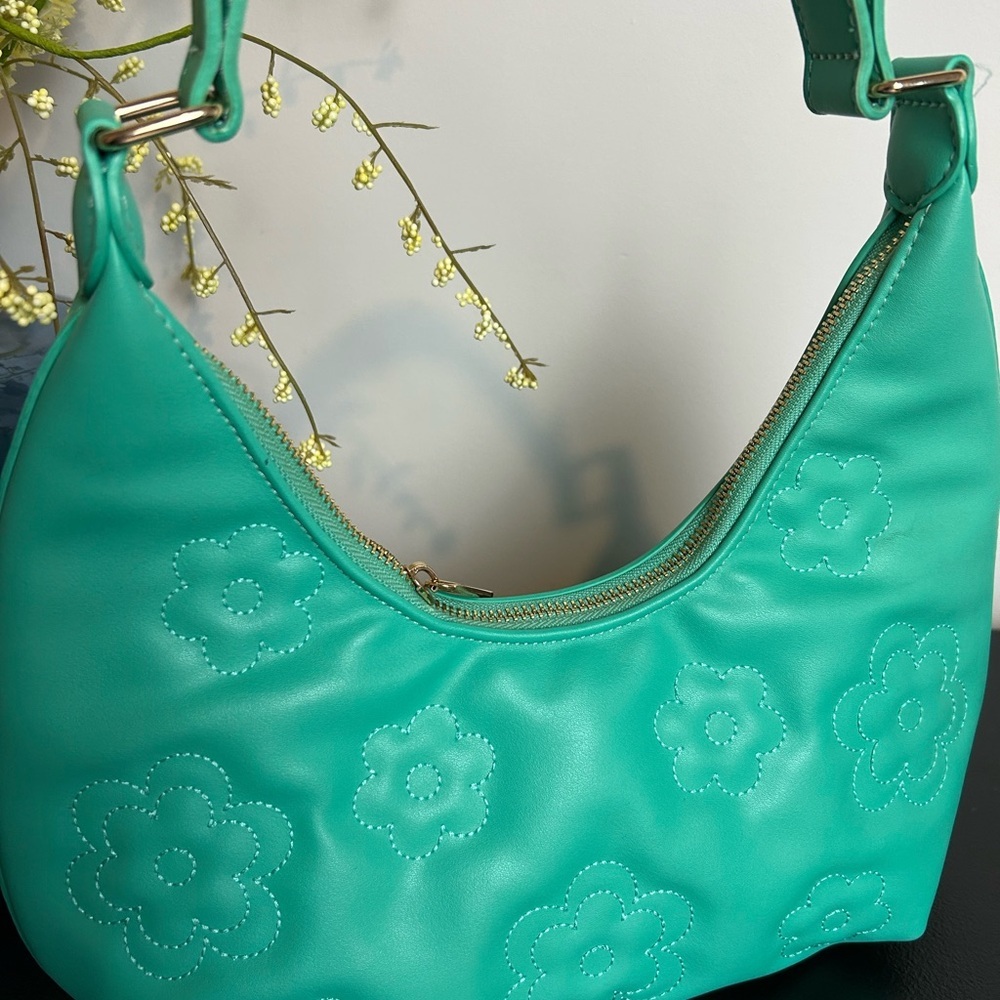 Skinny Dip London Floral Embossed Green Hobo Bag
